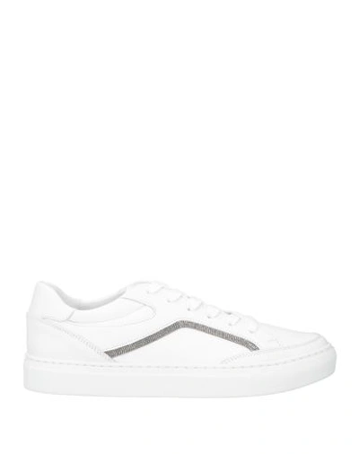 BRUNELLO CUCINELLI BRUNELLO CUCINELLI WOMAN SNEAKERS WHITE SIZE 6 SOFT LEATHER, TEXTILE FIBERS