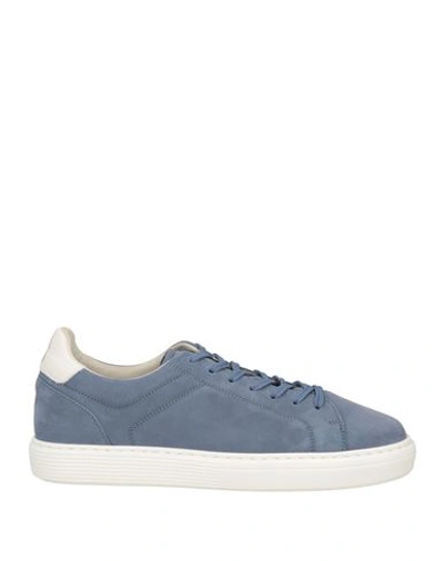 Brunello Cucinelli Man Sneakers Slate Blue Size 10 Soft Leather In Blue