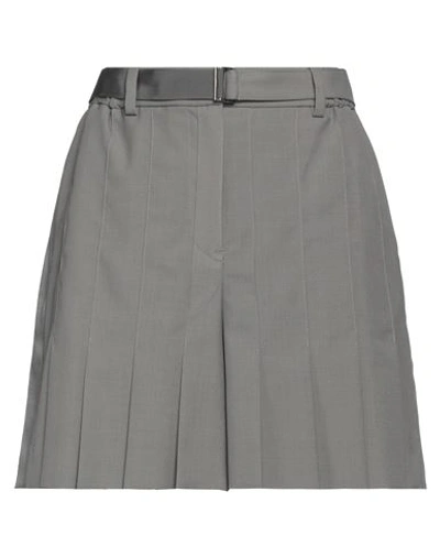 Sacai Woman Shorts & Bermuda Shorts Military Green Size 1 Polyester, Wool In Green