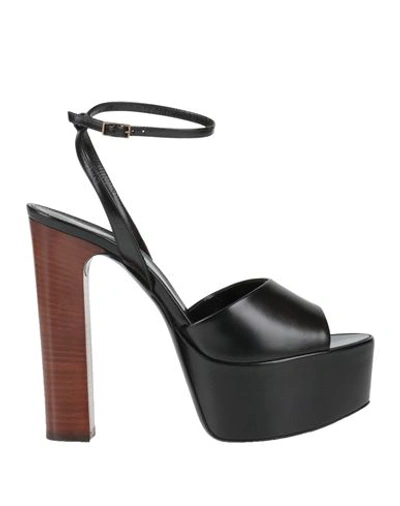 Saint Laurent Woman Sandals Black Size 10 Calfskin