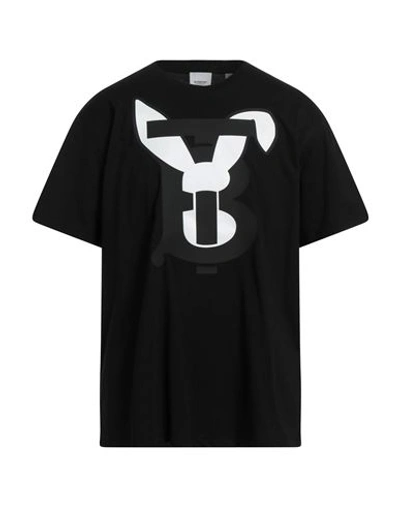Burberry Man T-shirt Black Size M Cotton, Elastane