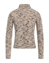 Raf Simons Man Turtleneck Khaki Size S Mohair Wool, Wool, Polyamide In Beige