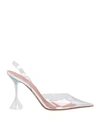 Amina Muaddi Holli Glass Pvc And Metallic Leather Slingback Pumps In Transparent