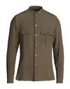 Etro Man Shirt Military Green Size 15 Silk