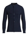 Etro Man Shirt Navy Blue Size 15 ¾ Silk