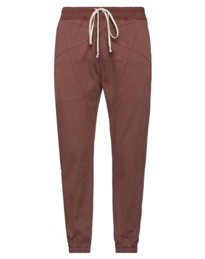 Rick Owens Man Pants Cocoa Size 38 Cotton, Elastane In Brown