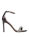 Stuart Weitzman Woman Sandals Black Size 7 Soft Leather, Textile Fibers