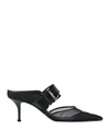 Alexander Mcqueen Mesh And Leather Mules In Black