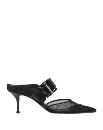Alexander Mcqueen Woman Mules & Clogs Black Size 8 Soft Leather, Textile Fibers
