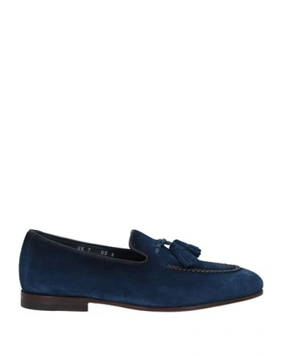 Santoni Man Loafers Blue Size 11 Leather