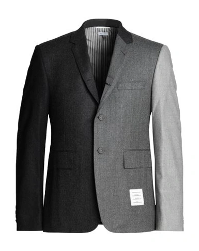 Thom Browne Man Blazer Steel Grey Size 4 Wool