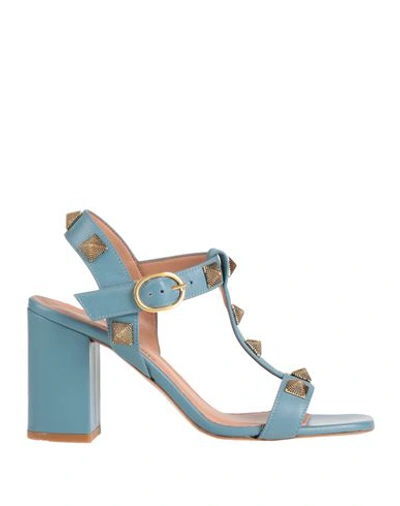 J.a.p. Jose Antonio Pereira J. A.p. Jose Antonio Pereira Woman Sandals Pastel Blue Size 10 Leather