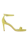 Stuart Weitzman Woman Sandals Acid Green Size 10.5 Soft Leather