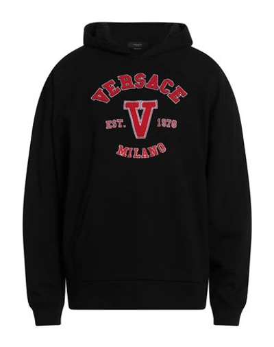 Versace Man Sweatshirt Black Size M Cotton, Polyester, Acrylic, Wool