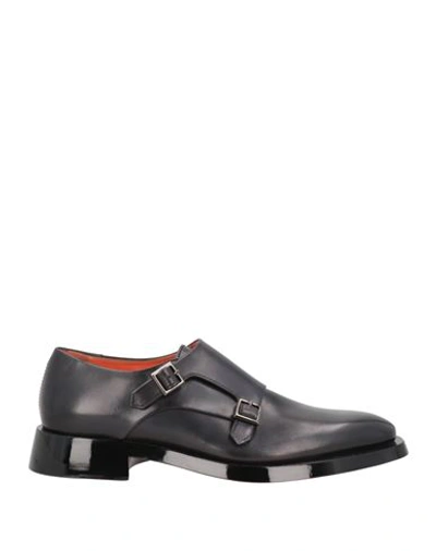 Santoni Man Loafers Black Size 10.5 Soft Leather
