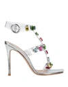 GIANVITO ROSSI GIANVITO ROSSI WOMAN SANDALS TRANSPARENT SIZE 10 RUBBER, SOFT LEATHER