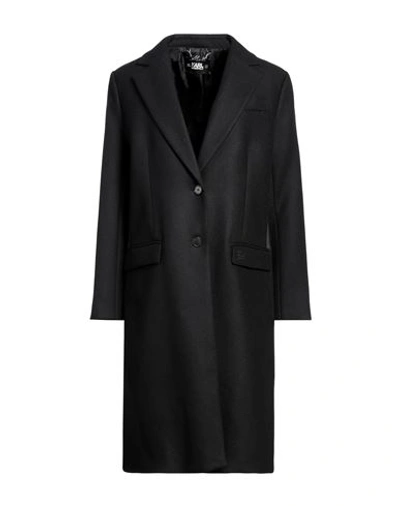 Karl Lagerfeld Woman Overcoat & Trench Coat Black Size 4 Polyester, Viscose