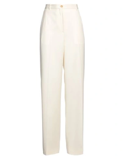 The Row Woman Pants Ivory Size 8 Virgin Wool In White