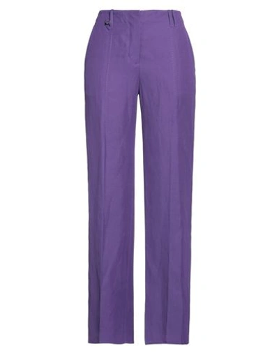 Jacquemus Woman Pants Purple Size 6 Viscose, Linen