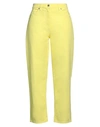 Msgm Woman Denim Pants Light Yellow Size 6 Cotton In Yellow