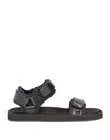 THE ROW THE ROW WOMAN SANDALS BLACK SIZE 10 SOFT LEATHER, TEXTILE FIBERS