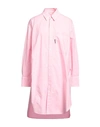 Palm Angels Mini Pink Shirt Dress With Contrasting Logo Print At The Back In Pink