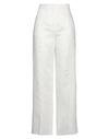 Rochas Woman Pants Cream Size 8 Rayon, Linen In White