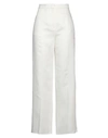 Rochas Woman Pants Cream Size 6 Rayon, Linen In White
