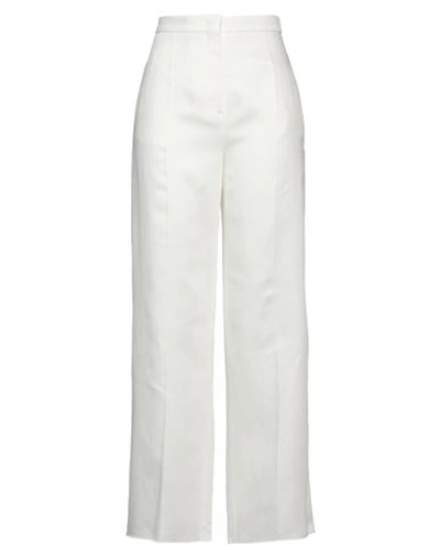 Rochas Woman Pants Cream Size 8 Rayon, Linen In White