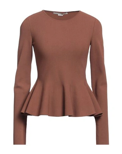 Stella Mccartney Stretch-knit Peplum Top In Brown
