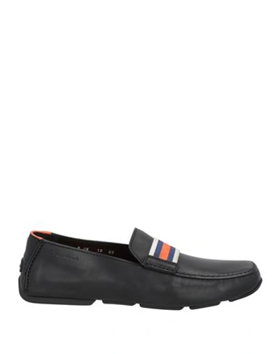 Santoni Man Loafers Black Size 8.5 Soft Leather, Textile Fibers