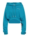 Off-white Cropped Logo-print Hoodie In Blue