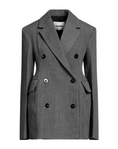 Jil Sander Woman Coat Lead Size 2 Virgin Wool, Polyamide In Grey