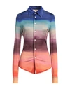 MARNI MARNI WOMAN SHIRT BLUE SIZE 8 VISCOSE, ELASTANE