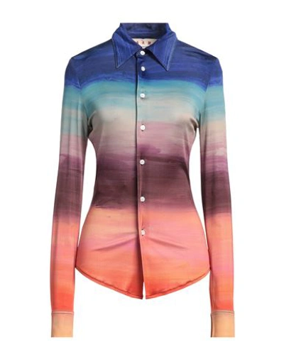 MARNI MARNI WOMAN SHIRT BLUE SIZE 16 VISCOSE, ELASTANE