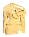 Jacquemus Woman Blazer Yellow Size 4 Linen, Viscose, Polyester In Yellow