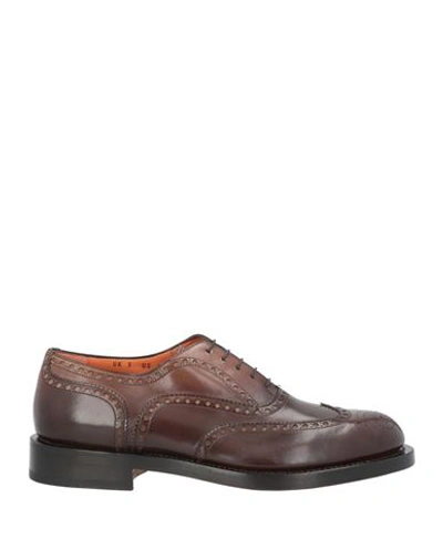 Santoni Man Lace-up Shoes Dark Brown Size 12 Leather