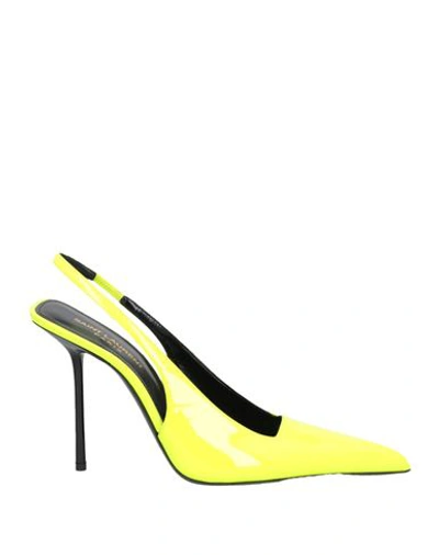 Saint Laurent Kiss 105 Leather Slingback Pump In Yellow
