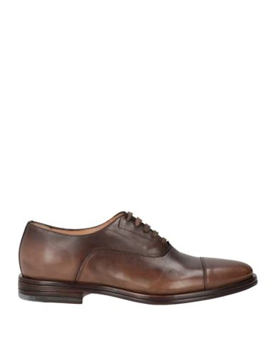 Santoni Man Lace-up Shoes Dark Brown Size 10.5 Soft Leather