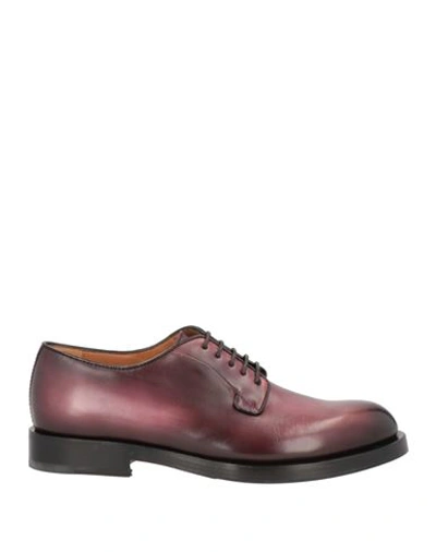 Santoni Man Lace-up Shoes Brick Red Size 11 Soft Leather