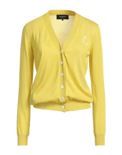 Rochas Woman Cardigan Mustard Size L Cashmere, Polyester, Metallic Polyester In Yellow