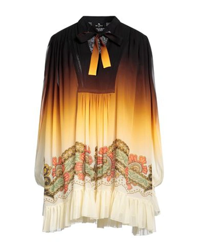 Etro Woman Mini Dress Dark Brown Size 8 Silk