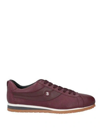 Bally Man Sneakers Burgundy Size 9 Soft Leather In Red