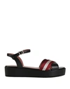 Bally Woman Sandals Black Size 7.5 Soft Leather, Textile Fibers