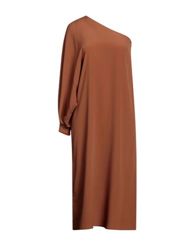 Ottod'ame Woman Midi Dress Tan Size 6 Acetate, Silk In Brown