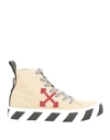 OFF-WHITE OFF-WHITE MAN SNEAKERS SAND SIZE 7 TEXTILE FIBERS, SOFT LEATHER