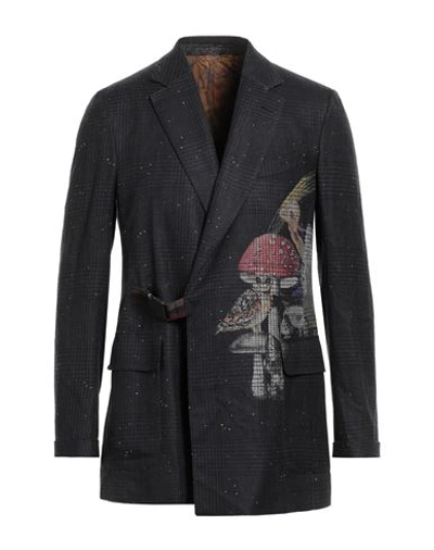 Etro Man Blazer Lead Size 42 Wool, Silk, Linen In Grey