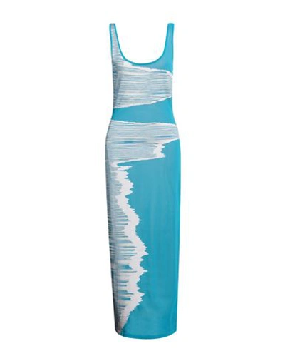 Missoni Woman Maxi Dress Azure Size 8 Viscose, Polyester, Polyamide In Blue