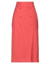 Rochas Woman Midi Skirt Coral Size 6 Virgin Wool In Red