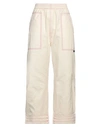 Palm Angels Woman Pants Cream Size M Cotton, Polyester In White